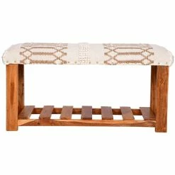 Budget ⌛ TDI Home Wood Entryway 👟 Shoe Storage Bench In Natural And Beige 🌟