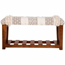 Best deal ⭐ TDI Home Wood Entryway 👟 Shoe Storage Bench In Natural And Beige 💯