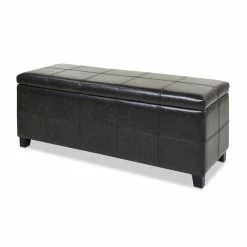 Best Pirce ❤️ Jennifer Taylor Home Ryan Upholstered Storage Accent Bench Vintage Black Brown ✔️ -Bedroom Benches Store 2186781 11 L