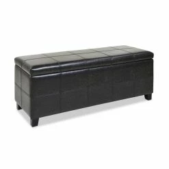 Best Pirce ❤️ Jennifer Taylor Home Ryan Upholstered Storage Accent Bench Vintage Black Brown ✔️ -Bedroom Benches Store 2186781 13 L