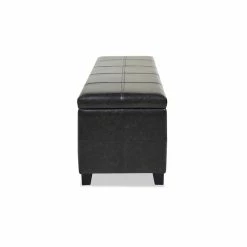 Best Pirce ❤️ Jennifer Taylor Home Ryan Upholstered Storage Accent Bench Vintage Black Brown ✔️ -Bedroom Benches Store 2186781 14 L