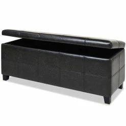 Best Pirce β€οΈ Jennifer Taylor Home Ryan Upholstered Storage Accent Bench Vintage Black Brown βοΈ