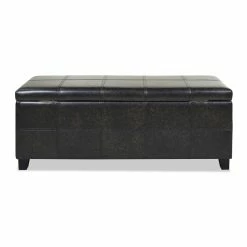 Best Pirce ❤️ Jennifer Taylor Home Ryan Upholstered Storage Accent Bench Vintage Black Brown ✔️ -Bedroom Benches Store 2186781 3 L