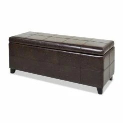 Best deal 👏 Jennifer Taylor Home Ryan Upholstered Storage Accent Bench Vintage Brown 🧨 -Bedroom Benches Store 2186788 11 L
