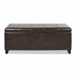 Best deal 👏 Jennifer Taylor Home Ryan Upholstered Storage Accent Bench Vintage Brown 🧨 -Bedroom Benches Store 2186788 12 L