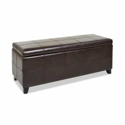 Best deal 👏 Jennifer Taylor Home Ryan Upholstered Storage Accent Bench Vintage Brown 🧨 -Bedroom Benches Store 2186788 13 L