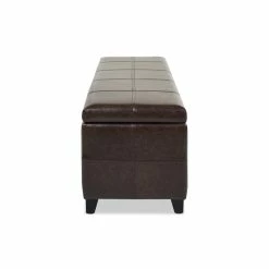 Best deal 👏 Jennifer Taylor Home Ryan Upholstered Storage Accent Bench Vintage Brown 🧨 -Bedroom Benches Store 2186788 14 L