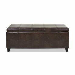 Best deal 👏 Jennifer Taylor Home Ryan Upholstered Storage Accent Bench Vintage Brown 🧨 -Bedroom Benches Store 2186788 3 L