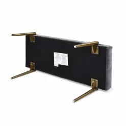 Outlet 🥰 Jennifer Taylor Home Aria Upholstered Gold Accent Bench Steel Gray 🔔 -Bedroom Benches Store 2189834 5 L