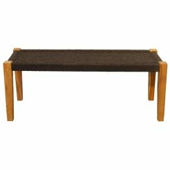 Discount π Crestview Collection Rock Springs Jute Bench Brown Wood 46 X 16 X 18" Coastal Style π