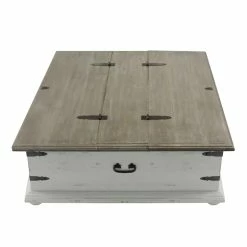 Promo 🥰 The Urban Port 37" Trunk Shaped Wood Cocktail Table With Lid Opening In White 🛒 -Bedroom Benches Store 2207078 2 L