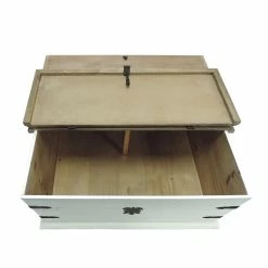 Promo 🥰 The Urban Port 37" Trunk Shaped Wood Cocktail Table With Lid Opening In White 🛒 -Bedroom Benches Store 2207078 4 L