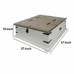 Promo 🥰 The Urban Port 37" Trunk Shaped Wood Cocktail Table With Lid Opening In White 🛒 -Bedroom Benches Store 2207078 5 L