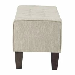 Wholesale 😉 OSP Home Furnishings Baytown Storage Bench In Cream Linen Fabric With Grey Washed Leg Finish 🧨 -Bedroom Benches Store 2210251 4 L