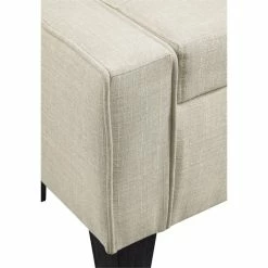 Wholesale 😉 OSP Home Furnishings Baytown Storage Bench In Cream Linen Fabric With Grey Washed Leg Finish 🧨 -Bedroom Benches Store 2210251 6 L