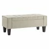 Wholesale 😉 OSP Home Furnishings Baytown Storage Bench In Cream Linen Fabric With Grey Washed Leg Finish 🧨