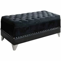 Buy 👍 Coaster Barzini Tufted Rectangular Trunk With Nailhead Trim In Black 🎁