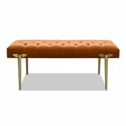 Coupon 👍 Jennifer Taylor Home Aria Upholstered Gold Accent Bench Burnt Orange ⌛ -Bedroom Benches Store 2275748 12 L