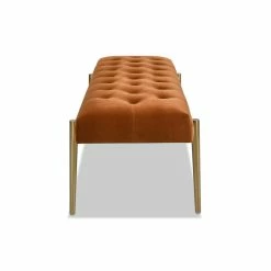 Coupon 👍 Jennifer Taylor Home Aria Upholstered Gold Accent Bench Burnt Orange ⌛ -Bedroom Benches Store 2275748 3 L