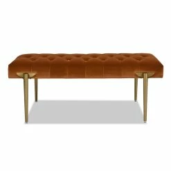Coupon 👍 Jennifer Taylor Home Aria Upholstered Gold Accent Bench Burnt Orange ⌛ -Bedroom Benches Store 2275748 4 L