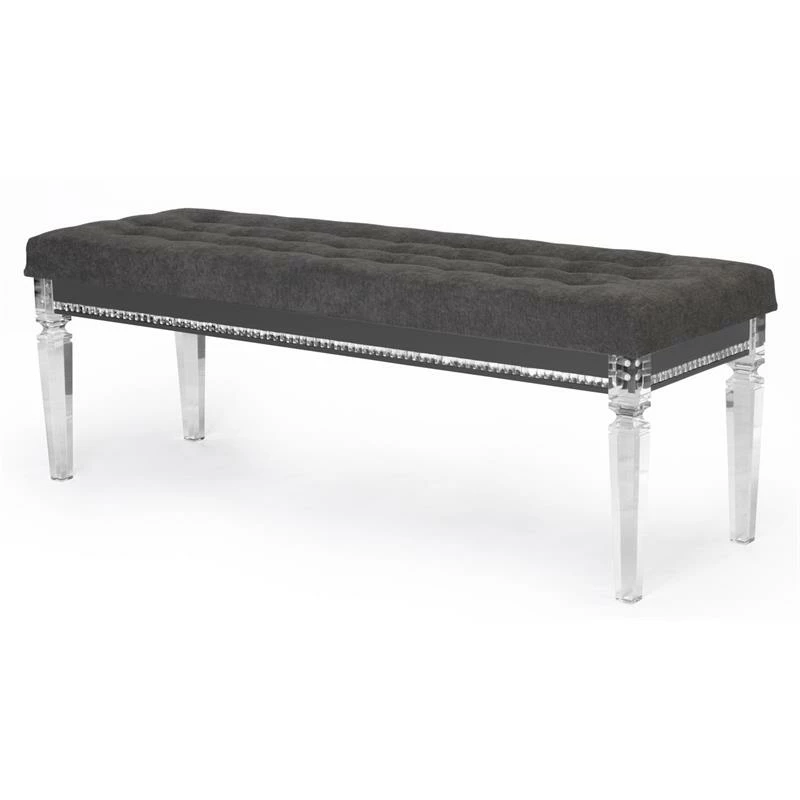 Flash Sale π₯° Best Quality Furniture Lavish Gray Velvet Bedside Bench With Acrylic Legs π 1 Flash Sale π₯° Best Quality Furniture Lavish Gray Velvet Bedside Bench With Acrylic Legs π