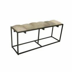 Cheapest 🧨 Crestview Collection Hampton Black Metal And Cowhide Bench Metal Black 🥰 -Bedroom Benches Store 2327210 4 L