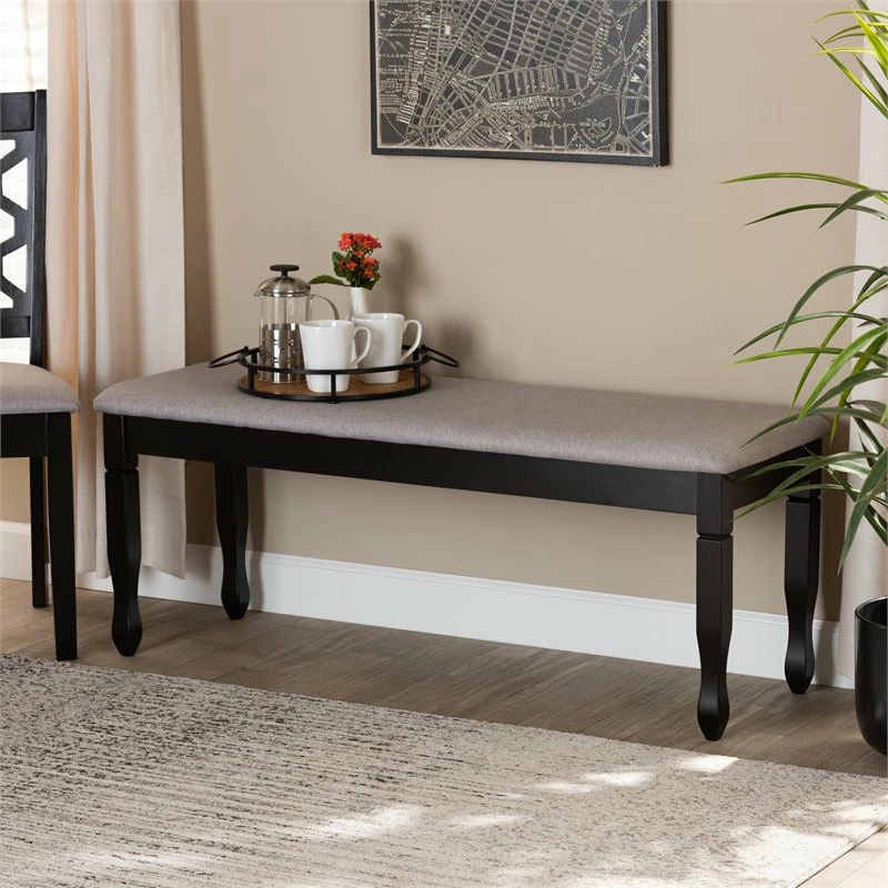 Best Sale π Bowery Hill Modern Grey Upholstered And Brown Finished Wood Dining Bench π€© 5 Best Sale π Bowery Hill Modern Grey Upholstered And Brown Finished Wood Dining Bench π€© - Image 5
