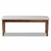 Outlet 🛒 Bowery Hill Grey Upholstered And Walnut Brown Finished Wood Dining Bench 😍