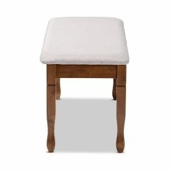 Outlet 🛒 Bowery Hill Grey Upholstered And Walnut Brown Finished Wood Dining Bench 😍 -Bedroom Benches Store 2334403 2 L