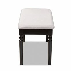 Brand new 🎉 Bowery Hill Modern Grey Upholstered And Brown Finished Wood Dining Bench 🎉 -Bedroom Benches Store 2334404 2 L