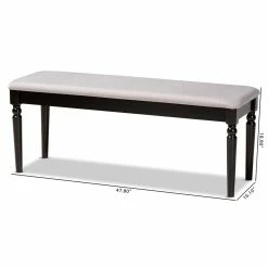 Brand new 🎉 Bowery Hill Modern Grey Upholstered And Brown Finished Wood Dining Bench 🎉 -Bedroom Benches Store 2334404 6 L