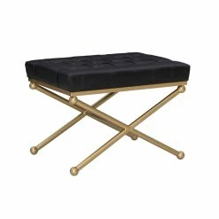 Top 10 π Linon Finn Metal Upholstered Faux Leather Stool In Black And Gold π