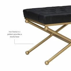 Top 10 π Linon Finn Metal Upholstered Faux Leather Stool In Black And Gold π 20 Top 10 π Linon Finn Metal Upholstered Faux Leather Stool In Black And Gold π -Bedroom Benches Store 2334811 10 L