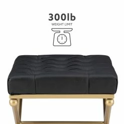Top 10 π Linon Finn Metal Upholstered Faux Leather Stool In Black And Gold π 23 Top 10 π Linon Finn Metal Upholstered Faux Leather Stool In Black And Gold π -Bedroom Benches Store 2334811 13 L