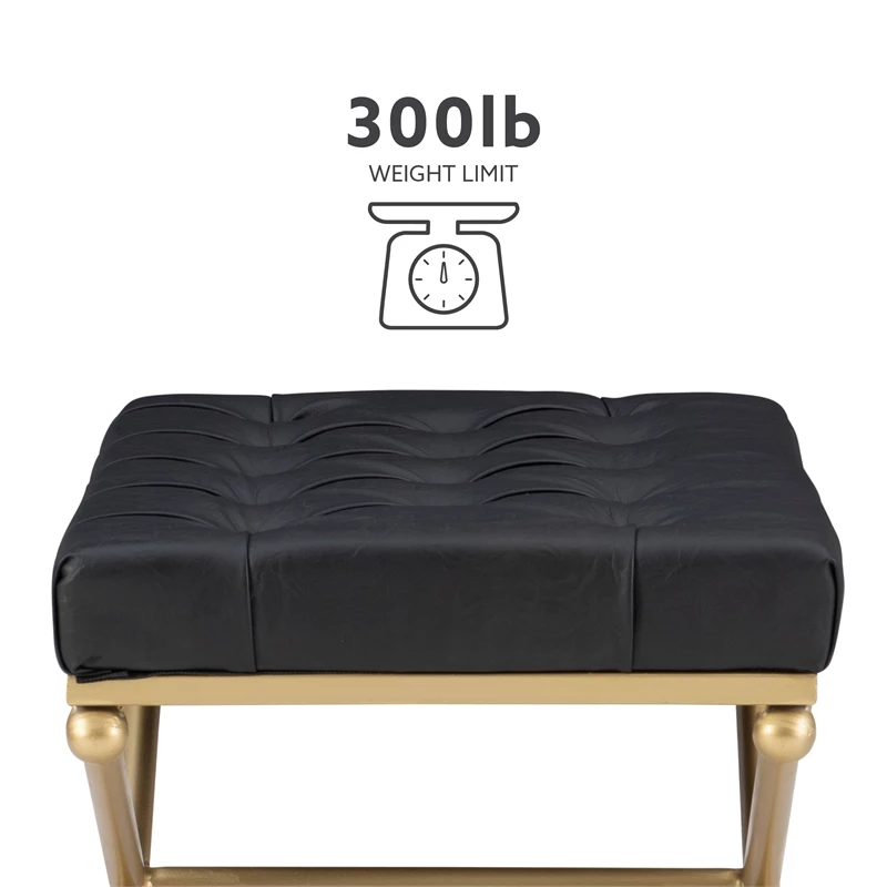 Top 10 π Linon Finn Metal Upholstered Faux Leather Stool In Black And Gold π 12 Top 10 π Linon Finn Metal Upholstered Faux Leather Stool In Black And Gold π - Image 12