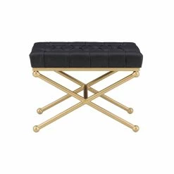 Top 10 π Linon Finn Metal Upholstered Faux Leather Stool In Black And Gold π 14 Top 10 π Linon Finn Metal Upholstered Faux Leather Stool In Black And Gold π -Bedroom Benches Store 2334811 2 L