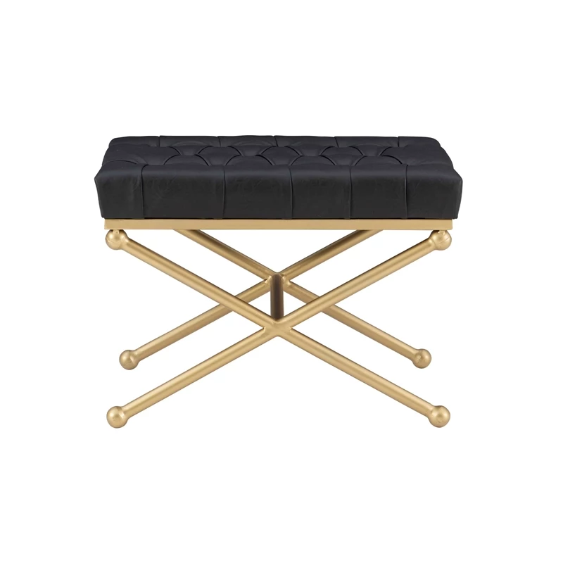Top 10 π Linon Finn Metal Upholstered Faux Leather Stool In Black And Gold π 3 Top 10 π Linon Finn Metal Upholstered Faux Leather Stool In Black And Gold π - Image 3