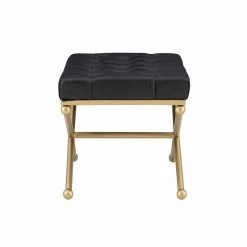 Top 10 π Linon Finn Metal Upholstered Faux Leather Stool In Black And Gold π 15 Top 10 π Linon Finn Metal Upholstered Faux Leather Stool In Black And Gold π -Bedroom Benches Store 2334811 3 L