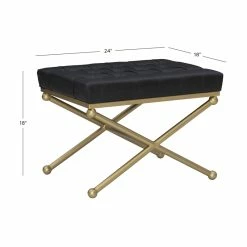 Top 10 π Linon Finn Metal Upholstered Faux Leather Stool In Black And Gold π 18 Top 10 π Linon Finn Metal Upholstered Faux Leather Stool In Black And Gold π -Bedroom Benches Store 2334811 8 L