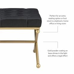 Top 10 π Linon Finn Metal Upholstered Faux Leather Stool In Black And Gold π 19 Top 10 π Linon Finn Metal Upholstered Faux Leather Stool In Black And Gold π -Bedroom Benches Store 2334811 9 L