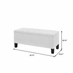 Promo π Home Fare 42 Inch Diamond Tufted Fabric Storage Bench In Cream Beige π 10 Promo π Home Fare 42 Inch Diamond Tufted Fabric Storage Bench In Cream Beige π -Bedroom Benches Store 2367307 4 L