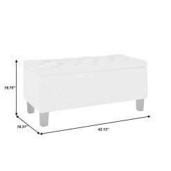 Flash Sale βοΈ Home Fare 42 Inch Hinged Top Storage Bench W/ Diamond Tufted Seat In Glacier π 9 Flash Sale βοΈ Home Fare 42 Inch Hinged Top Storage Bench W/ Diamond Tufted Seat In Glacier π -Bedroom Benches Store 2367308 4 L