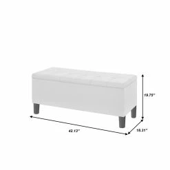 Deals 💯 Home Fare 42 Inch Tufted Fabric Storage Bench In Cream ✨ -Bedroom Benches Store 2367311 4 L