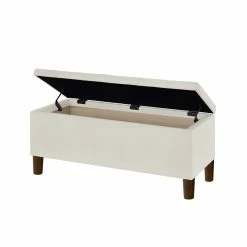 Deals 💯 Home Fare 42 Inch Tufted Fabric Storage Bench In Cream ✨ -Bedroom Benches Store 2367311 5 L