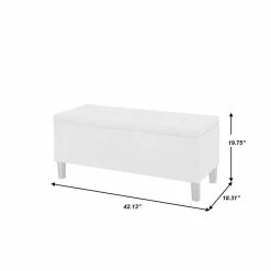 Cheap 🥰 Home Fare 42 Inch Tufted Fabric Storage Bench In Glacier Gray ⭐ -Bedroom Benches Store 2367312 3 L