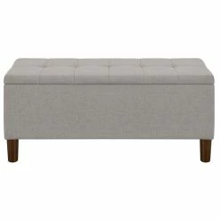 Cheap 🥰 Home Fare 42 Inch Tufted Fabric Storage Bench In Glacier Gray ⭐