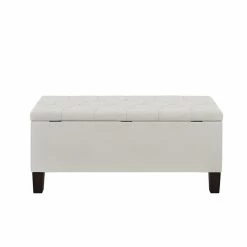 Buy 🎁 Home Fare 42 Inch Diamond Tufted Fabric Storage Bench In Light Gray 🛒 -Bedroom Benches Store 2367333 2 L