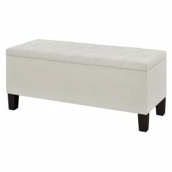 Buy 🎁 Home Fare 42 Inch Diamond Tufted Fabric Storage Bench In Light Gray 🛒