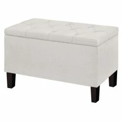 Discount 👏 Home Fare 29 Inch Diamond Tufted Fabric Storage Bench In Light Gray 😉