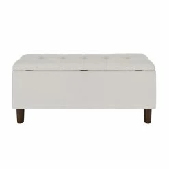 Outlet π Home Fare 42 Inch Hinged Top Storage Bench W/ Grid-Tufted Seat In Light Gray π 7 Outlet π Home Fare 42 Inch Hinged Top Storage Bench W/ Grid-Tufted Seat In Light Gray π -Bedroom Benches Store 2367335 2 L